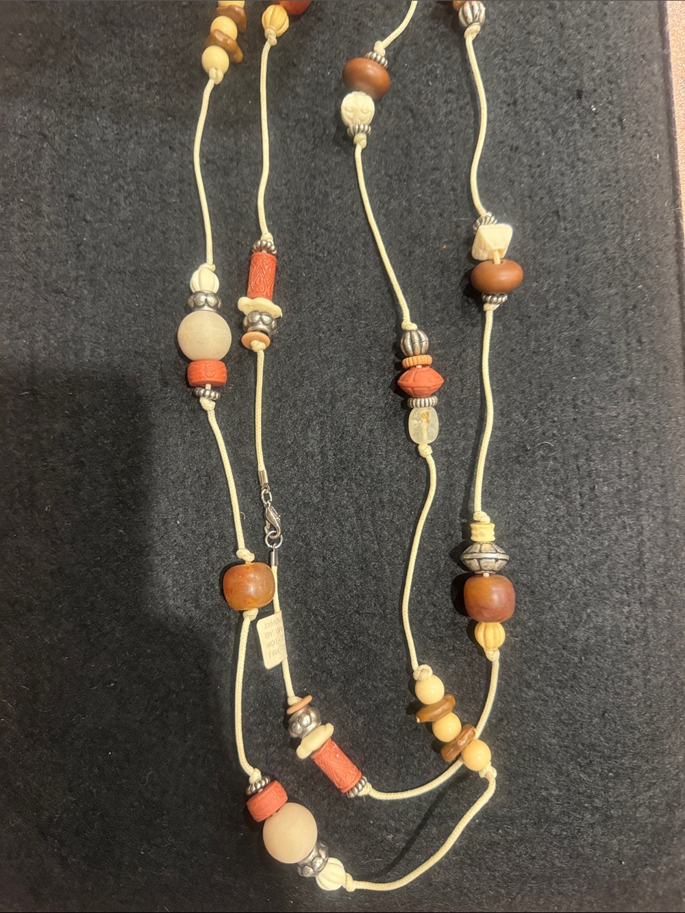 Handcrafted Multi-Bead Women’s Necklace in Brown & Cream